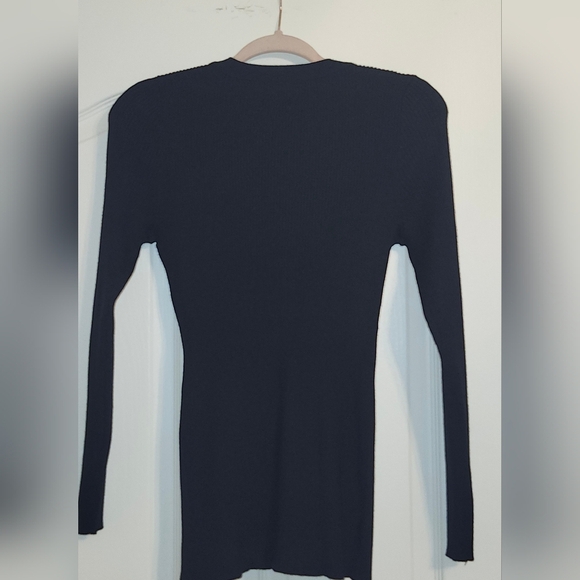 Ashley Stewart Trendy Black Long Sleeve Top with Gold Accents - Picture 2 of 2